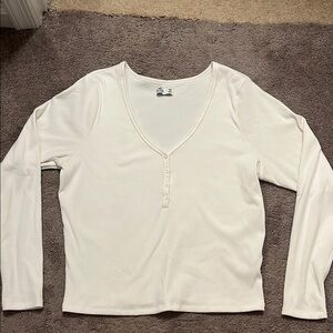 Hollister White Fitted Long Sleeve Blouse